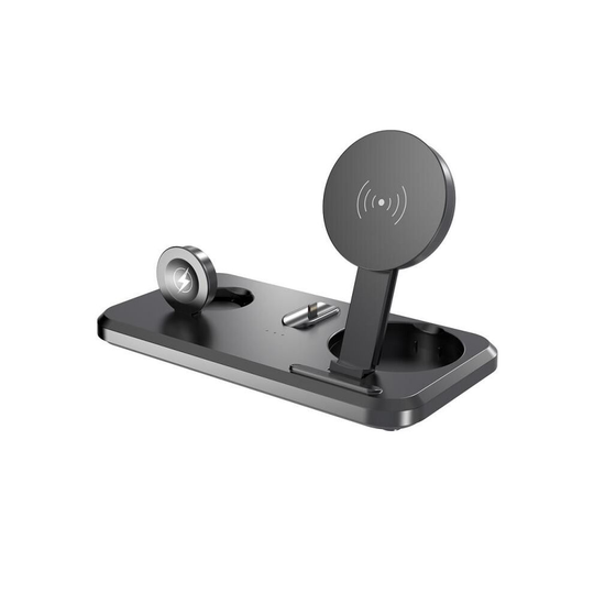 (Gray) 3 in 1 Foldable 15W Magsafe Magnetic Wireless Charger Pad For iPhone Apple Watch