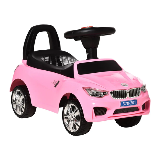 Reiten Ride On Sliding Car with Horn, Music, Working Lights & Storage - Pink