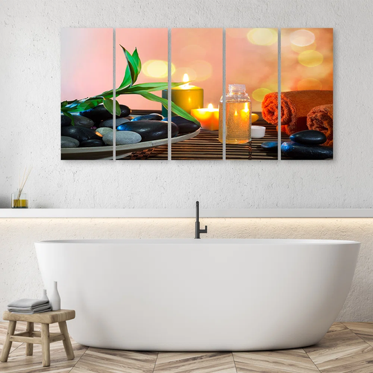 Canvas Print Zen Leaves Stones Candle