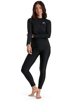 Speedo Zip Front Long Sleeve Top - Black