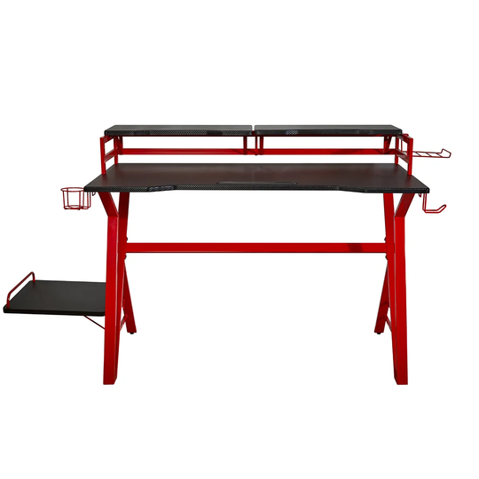 Lloyd Pascal Black Carbon Fibre Effect Gaming Desk with Red Frame