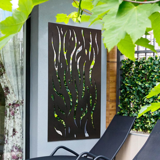 Mirroroutlet Amarelle Extra Large Metal Flame Decorative Garden Screen Mirror 120Cm X 60Cm