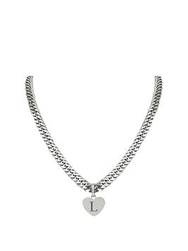 Say It With Diamonds Personalised Statement Heart Necklace Stainless Steel, Silver, Women