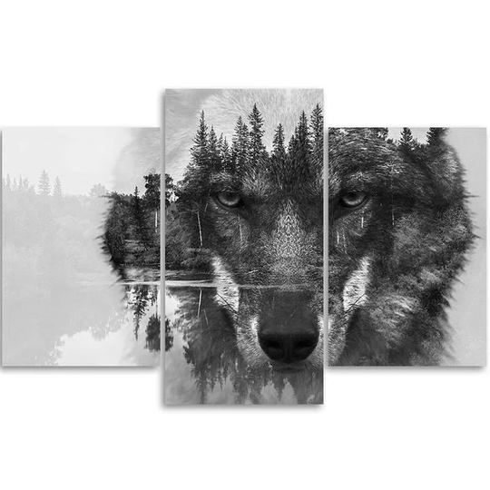 Canvas Print Wolf Forest Animals Black