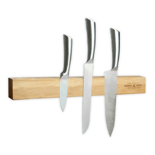 Bamboo Magnetic Knife Bar Wall Mounted Knife Holder Wooden Knife Rack M&W