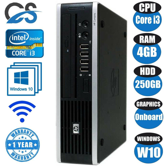 HP Compaq Elite 8200/8300 Computer PC Core i3 @3.10GHz 4GB 250GB HDD Windows 10