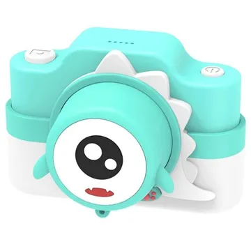 Cartoon Children Digital Camera - 24MP - Dinosaur / Cyan
