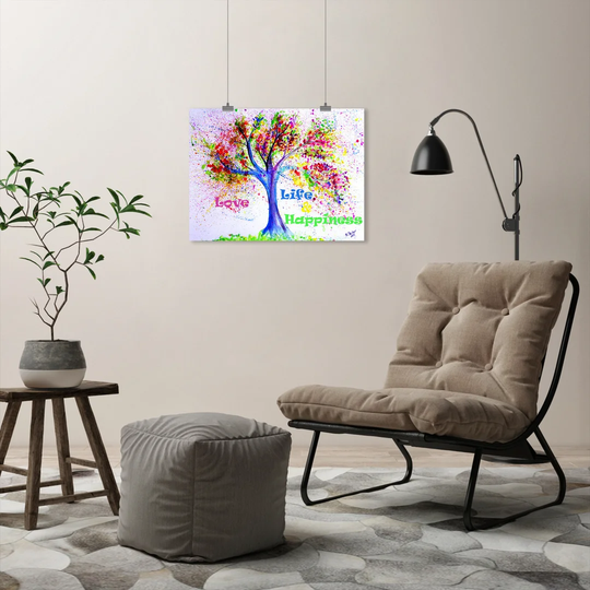 Tree Love Life Happiness by M Bleichner - Unframed Graphic Art on Paper