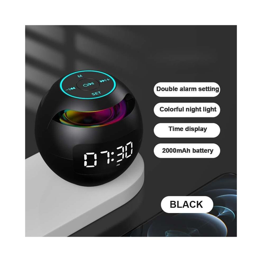 (black) Mini Bluetooth Speaker Wireless Bluetooth Sound box with LED Display Alarm Clock Hifi TF Card MP3 Music Play