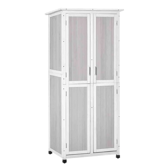 Outsunny 2' 6'' x 1' 10'' Wooden 3-Tier Garden Storage Cabinet - Grey