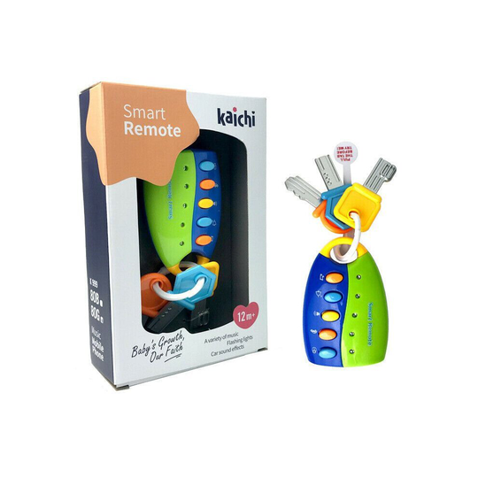 (Blue(Box package)) Baby Car Key kids Musical Keys Toy Baby's Sound and Light Pretend Keychain Toys