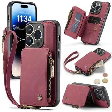 Caseme C20 Zipper Pocket iPhone 14 Pro Max Hybrid Case - Red
