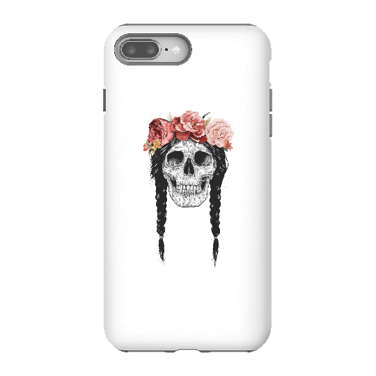 Balazs Solti Skull And Flowers Phone Case for iPhone and Android - iPhone 8 Plus - Tough Case - Matte