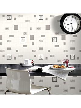 Contour Cafe Culture Grey Kitchen &Amp; Bathroom Wallpaper