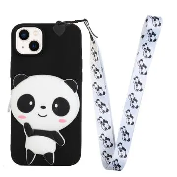 Cartoon Design iPhone 14 TPU Case with Zipper Pocket - Panda