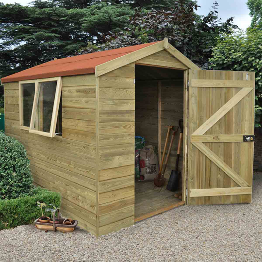 Forest Garden 8' x 6' Tongue and Groove Pressure Treated Apex Shed w/ Installation