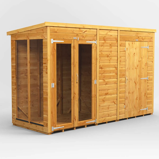 10X4 Power Pent Summerhouse Combi Including 4Ft Side Store