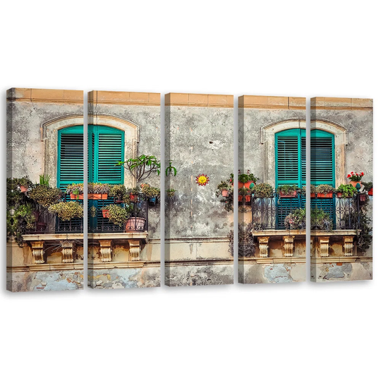 Canvas Print Street Italy Window Flowers