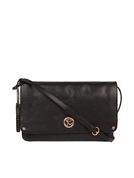 Pure Luxuries London Pure Luxuries Ermes Black Leather Cross Body Clutch Bag