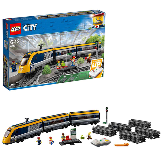 LEGO 60197 City Passenger Train Set, Battery Powered Engine, RC Bluetooth Connection, Tracks & Accessories