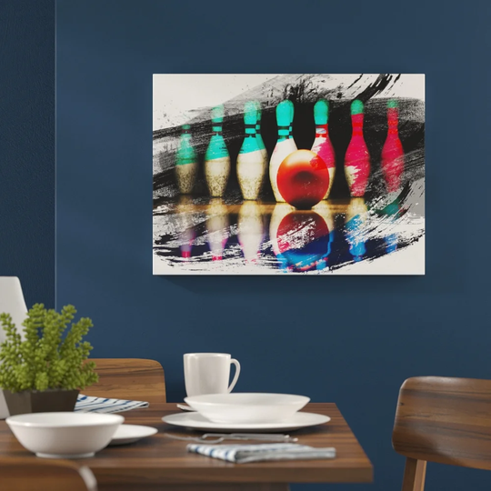 'Ten Pin Bowling' Graphic Art Print Poster