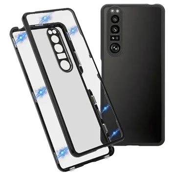 Sony Xperia 1 III Magnetic Case with Tempered Glass Back - Black