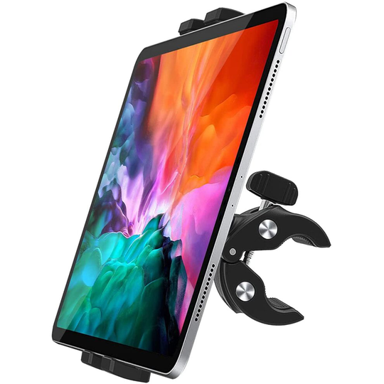 Exercise Bike Tablet Holder, woleyi Elliptical Treadmill Handlebar Tablet Mount with Non-slip 360 Degree Rotation for iPad Pro Air Mini, Gal