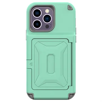 iPhone 14 Pro Max Hybrid Case with Hidden Mirror & Card Slot - Green
