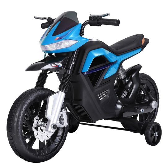 Reiten Kids Ride On Motorcycle 6V with Brake Lights & Music - Blue