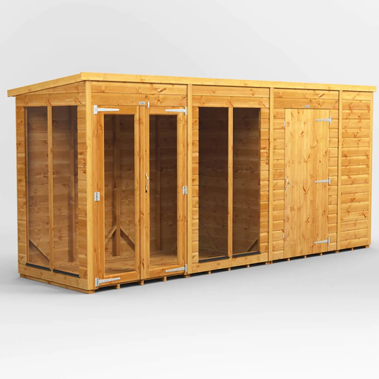 14X4 Power Pent Summerhouse Combi Including 6Ft Side Store
