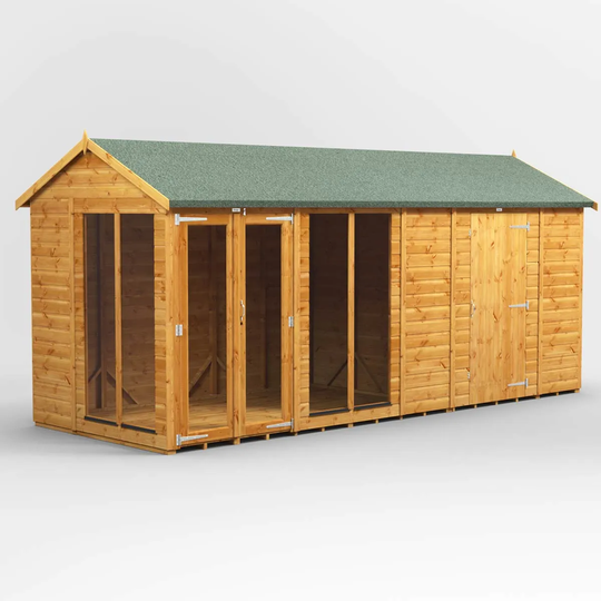16X6 Power Apex Summerhouse Combi Including 6Ft Side Store