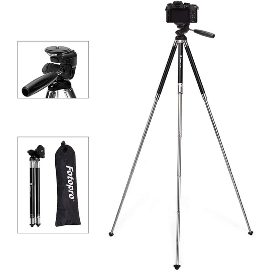 Tripod for Camera, Fotopro 39.5 Inches Lightweight Camera Tripod for Travel with Portable Tripod Bag (Aluminum Alloy Tripod, Black)