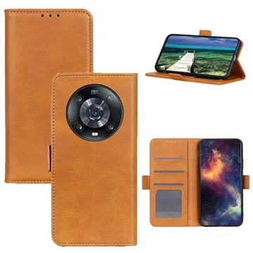 Honor Magic4 Pro Wallet Case with Magnetic Closure - Brown