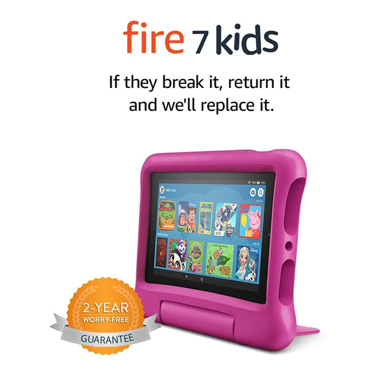 Fire 7 Kids tablet 7" Display, 16 GB | Pink Case