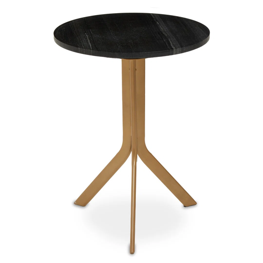 VARANA RND TABLE BLACK MARBLE/BLACK IRON BSE 40CM DIA X 50CM