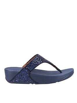 FitFlop Lulu Glitter Thong Sandals - Navy, Navy, Size 4, Women