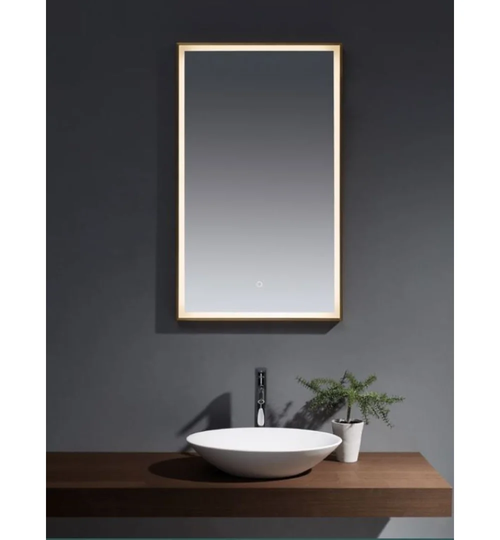 Kartell Winchcombe 1000 x 600mm LED Brushed Brass Rectangular Mirror - Bluetooth Speakers