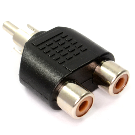kenable Phono Splitter Joiner Adapter Twin RCA Sockets to Phono Plug Nickel