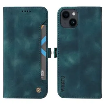 Yikatu YK-002 iPhone 14 Wallet Case with Card Slot - Blue