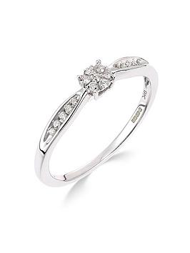 Love DIAMOND 9ct white gold 10 point diamond cluster ring, One Colour, Size K, Women