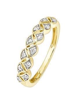 Love Diamond 9Ct Yellow Gold 0.17Ct Diamond Two Row Eternity Ring