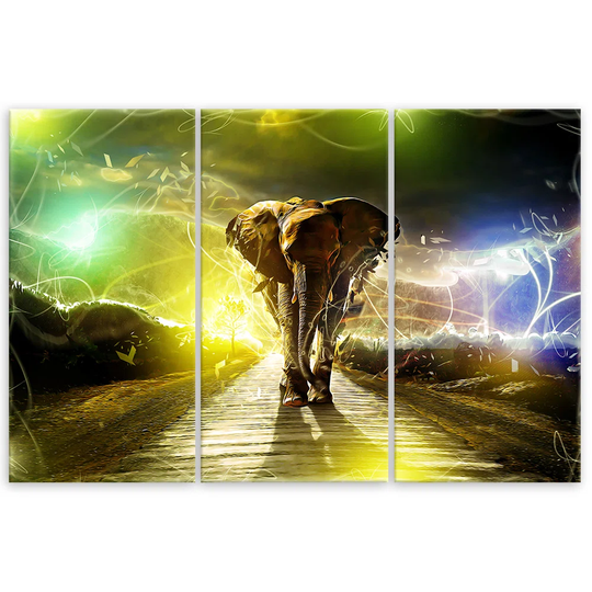 Canvas Print Elephant Animal Road Storm