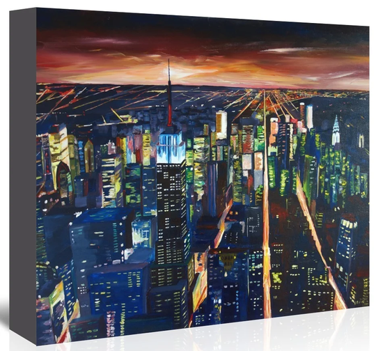 Empire State Building New York City Night 2 by M Bleichner - Wrapped Canvas Graphic Art Print