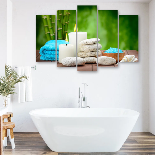 Canvas Print Zen Candle Bamboo Stone