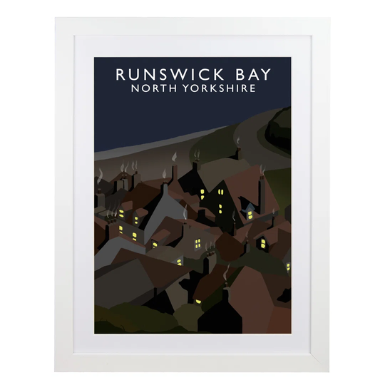 Runswick Bay 5 Night by Richard O'Neil - Graphic Art Print on Paper