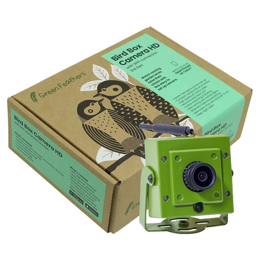 Green Feathers Wi-Fi Bird Box Camera w/ Micro SD Recording and GB PSU - 1080P (3rd Gen)