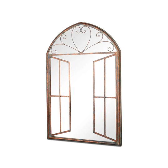 Mirroroutlet Home & Garden Lancaster Metal Arch Shaped Decorative Window Effect Garden Mirror 92Cm X 61Cm