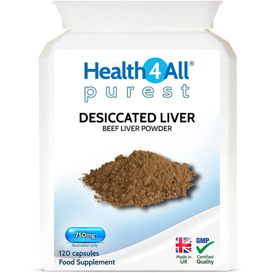 Desiccated Beef Liver 750mg 120 Capsules (V) (not Tablets) Purest- No additives. Non-defatted Natural Source of readily...