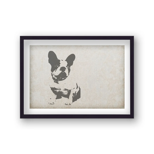 Street Art Black and White French Bulldog Banksy Style by Vouvart - Picture Frame Graphic Art