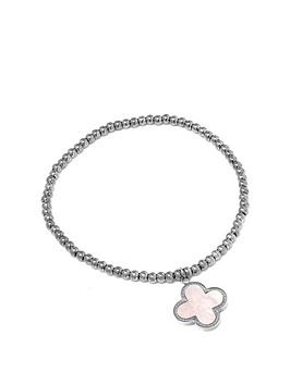 Say It With Diamonds Luck Collection Ball Bracelet - Stainless Steel (Silver & Faux Pearl), Silver, Women
